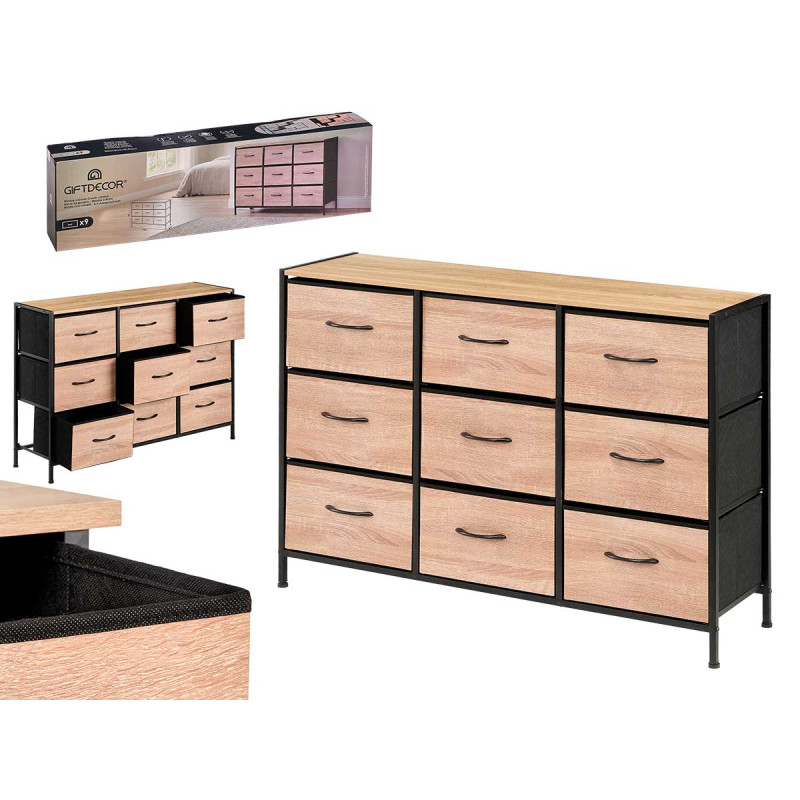 MEUBLE 9 TIROIRS EFFET BOIS