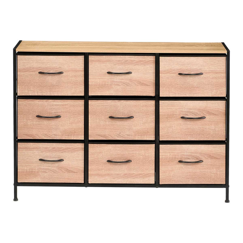 MEUBLE 9 TIROIRS EFFET BOIS