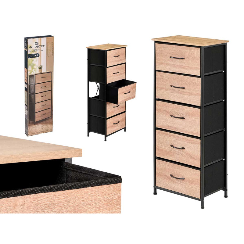 MEUBLE 5 TIROIRS EFFET BOIS