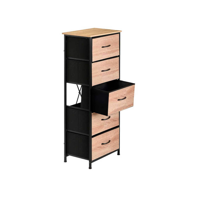 MEUBLE 5 TIROIRS EFFET BOIS