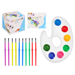 SET 10 PENNELLI E PALETTA PITTURE