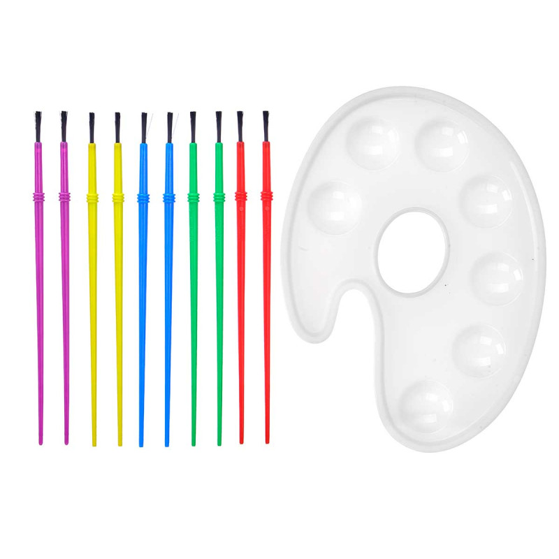 SET 10 PENNELLI E PALETTA PITTURE