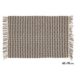 TAPPETO COTONE A RIGHE NATURALE NERO 60X90CM