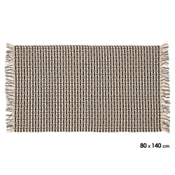 ALFOMBRA ALGODON RAYAS NATURAL NEGRO 80X140CM