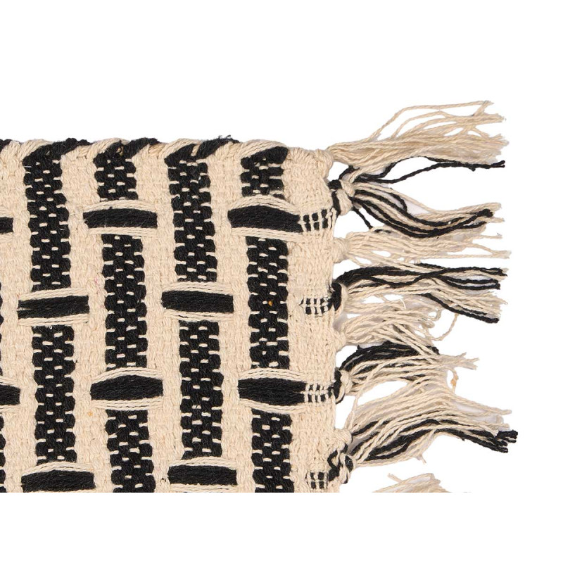 TAPPETO COTONE A RIGHE NATURALE NERO 80X140CM