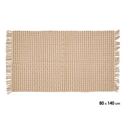 TAPIS COTON RAYURES NATUREL MARRON 80X140CM