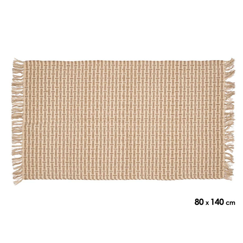 TAPPETO COTONE A RIGHE MARRONE NATURALE 80X140CM
