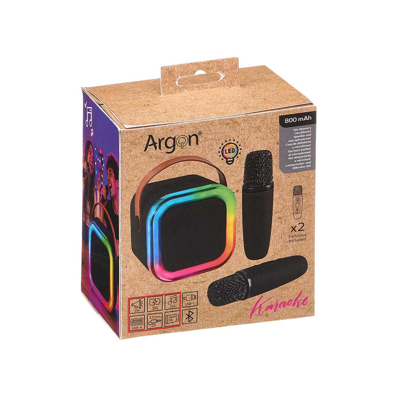 SET KARAOKE ALTOPARLANTE 2 MICROFONI NERO