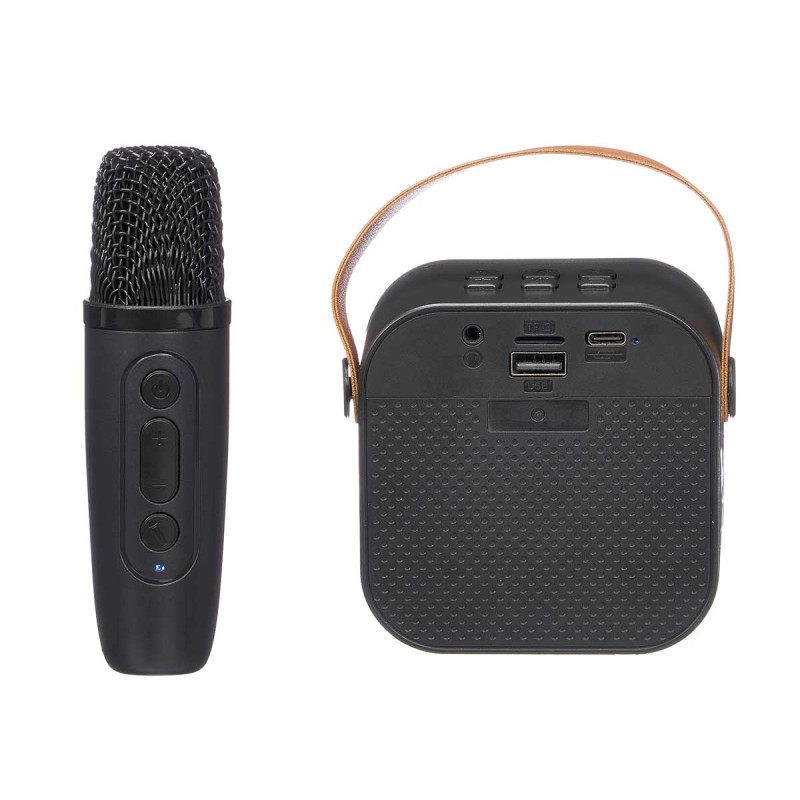 CONJUNTO KARAOKE COLUNA 2 MICROFONES PRETO