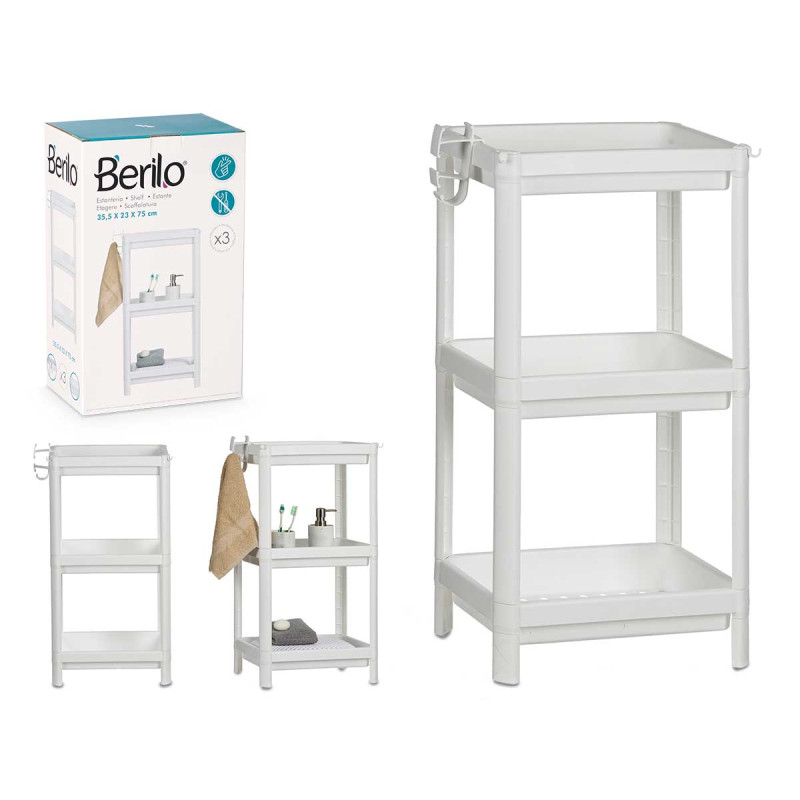 70.5CM WHITE 3 TIER STORAGE RACK 