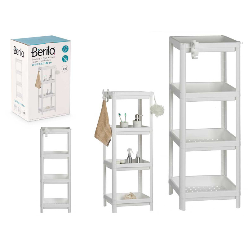 ESTANTE PLÁSTICO BRANCA 4 PRATELEIRAS 100CM 