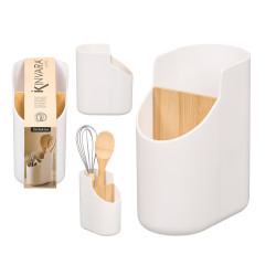 SUPORTE UTENSILIOS PLASTICO BAMBU BRANCO