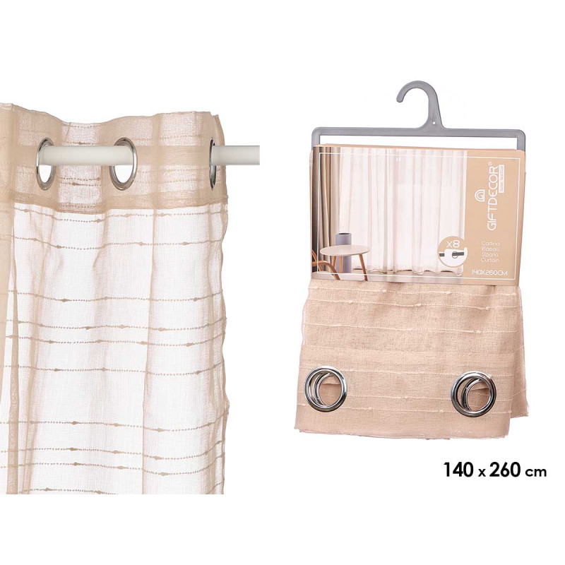 RIDEAU BEIGE RAYURES HORIZONTALES
