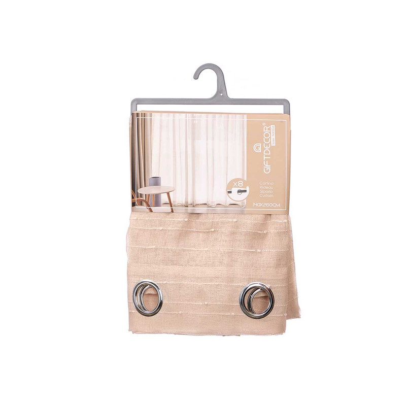 RIDEAU BEIGE RAYURES HORIZONTALES