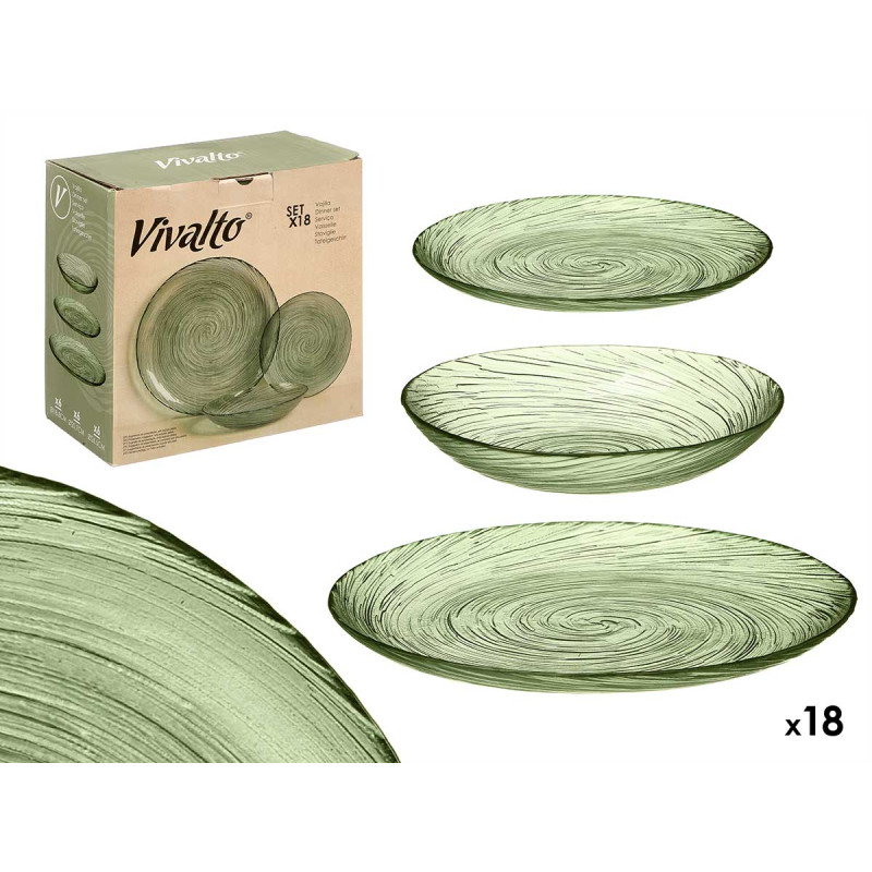 STOVIGLIE VETRO 18 PZ VERDE