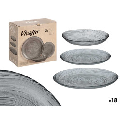STOVIGLIE VETRO 18 PZ GRIGIO