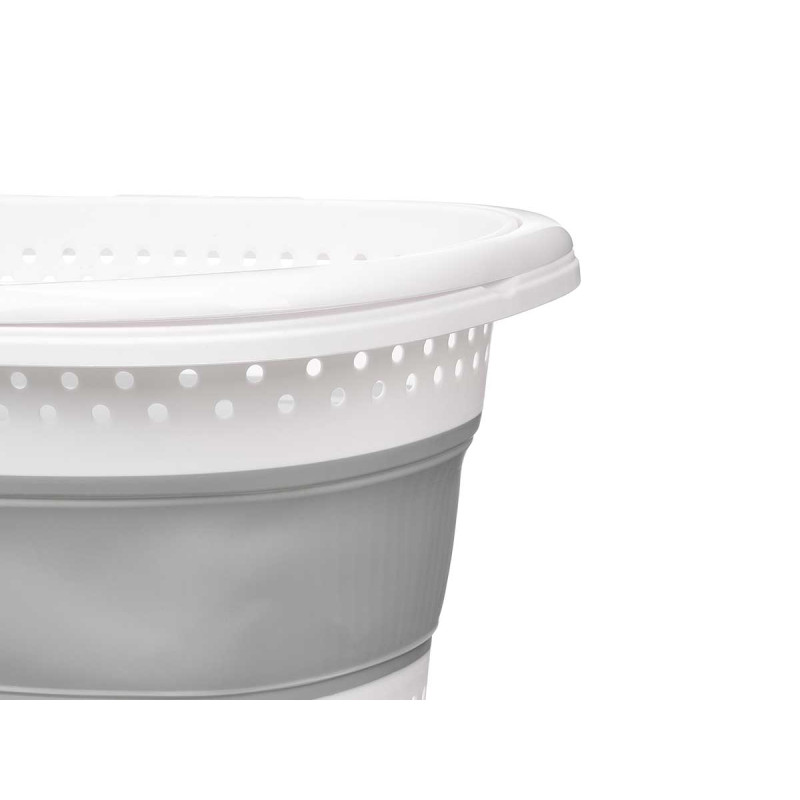 OVAL FOLDABLE BASKET HANDLES WHITE GREY 20L