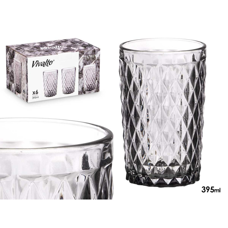 BICCHIERE DIAMANTE GRIGIO 395 ML