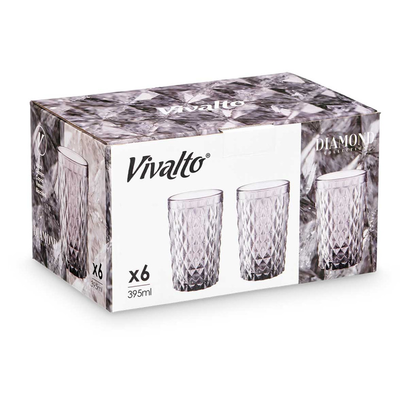 BICCHIERE DIAMANTE GRIGIO 395 ML