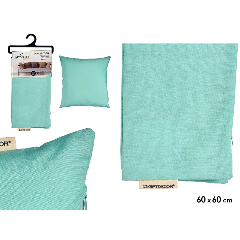 FEDERA CUSCINO CERNIERA 60X60CM TURCHESE