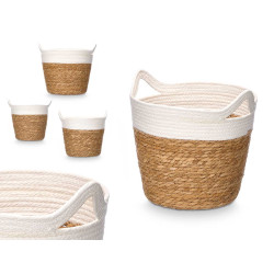 SET 3 CESTOS REDONDOS ASAS 29CM ALTO BLANCO