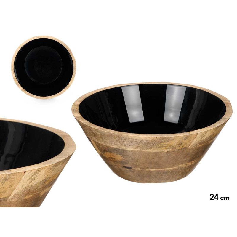BOL 24 CM EN BOIS AVEC MANCHE NOIR