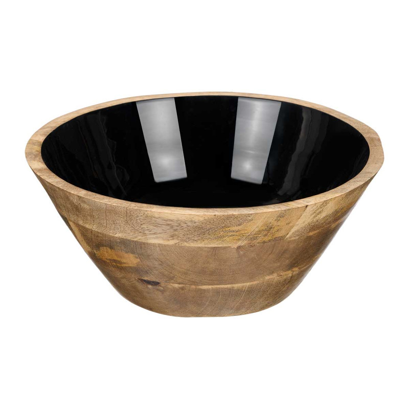 BOL 24 CM EN BOIS AVEC MANCHE NOIR