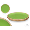 ASSIETTE DE 25 CM EN BOIS AVEC MANCHE VERT 