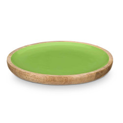 PRATO 25 CM EM MADEIRA DE MANGO VERDE 