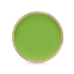 PIATTO 25 CM LEGNO MANICO VERDE