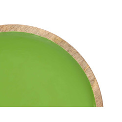 ASSIETTE DE 25 CM EN BOIS AVEC MANCHE VERT 