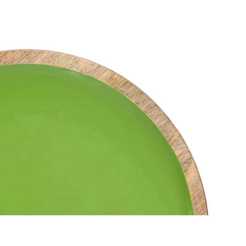 ASSIETTE DE 25 CM EN BOIS AVEC MANCHE VERT 