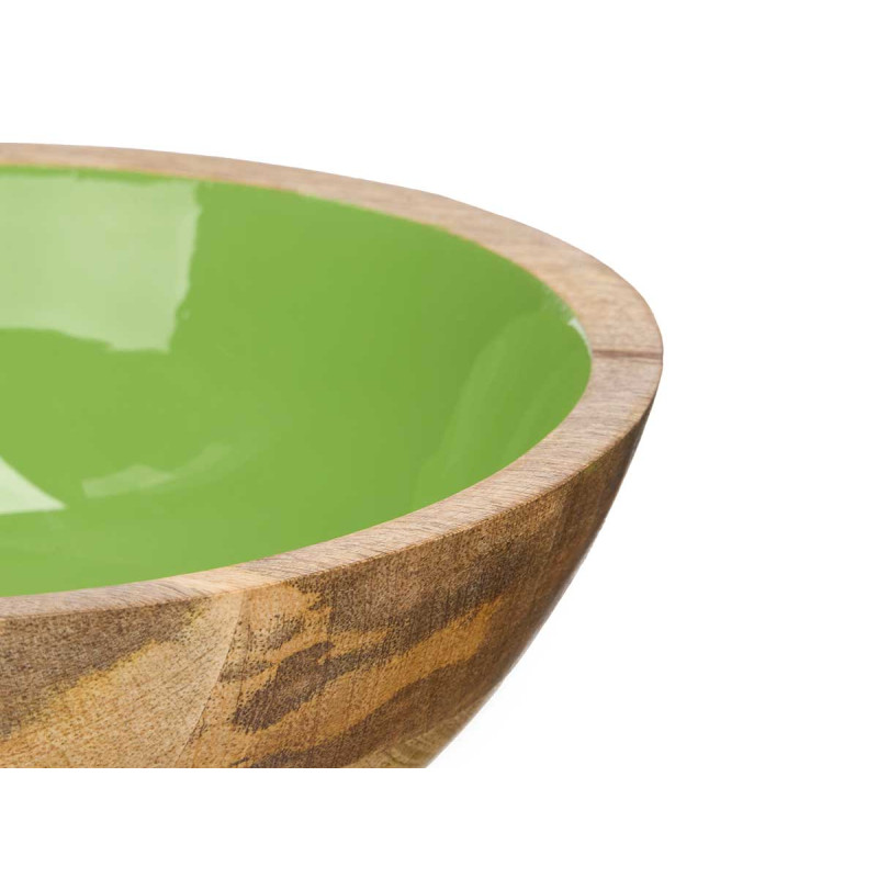 ASSIETTE CREUSE 20 CM EN BOIS AVEC MANCHE VERT
