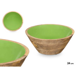 BOL 24 CM EN BOIS AVEC MANCHE VERT