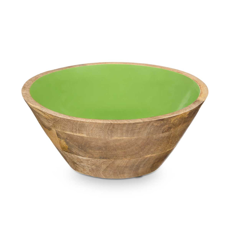 BOL 24 CM EN BOIS AVEC MANCHE VERT