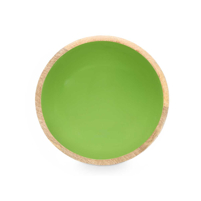 BOL 24 CM EN BOIS AVEC MANCHE VERT