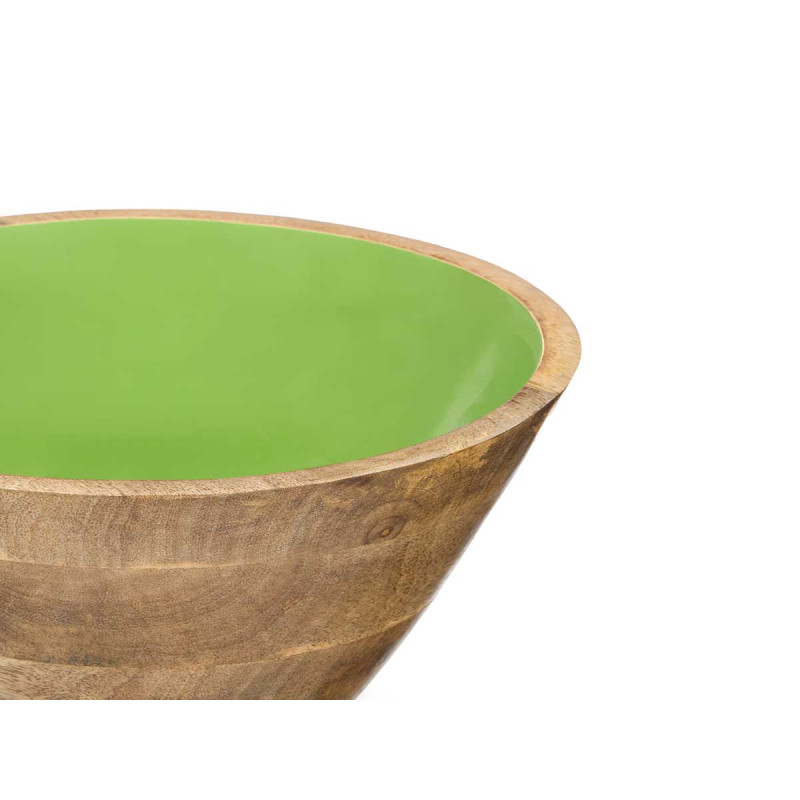 BOL 24 CM EN BOIS AVEC MANCHE VERT