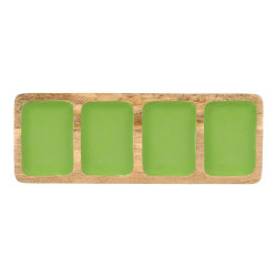 BANDEJA RECTANGULAR 4 ESPACIOS MADERA MANGO VERDE