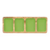 RECTANGUAR TRAY WOOD HANDLE 4 SPACES GREEN