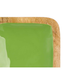 SQUARED TRAY WOOD HANDLE 4 SPACES GREEN