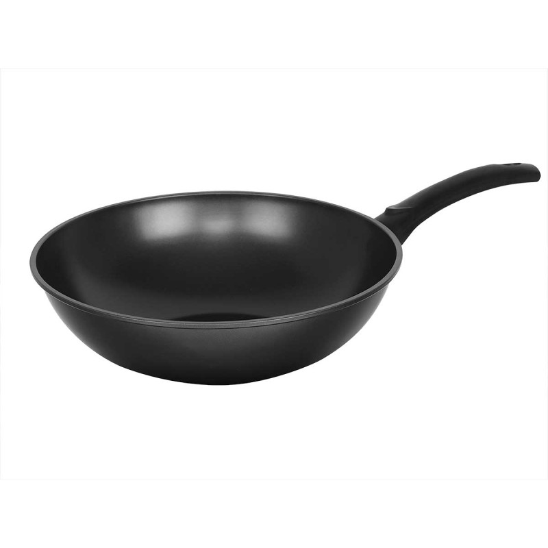 ENSEMBLE 4PCS WOK POÊLE CASSEROLE COUVERCLE NOIR