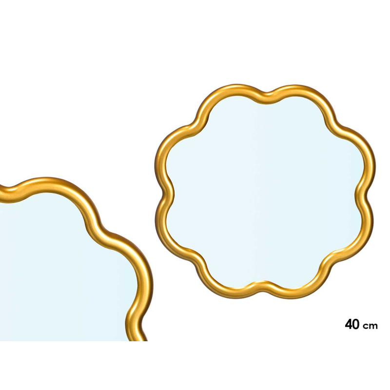 MIROIR FORME FLEUR OR 40X40CM