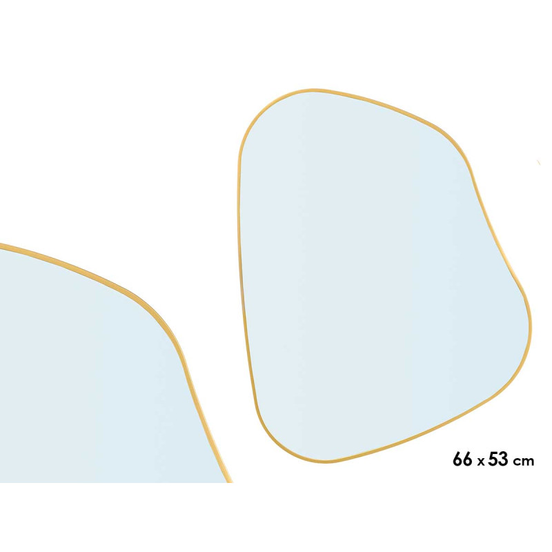 MIROIR FORME ABSTRAITE OR 66X53CM