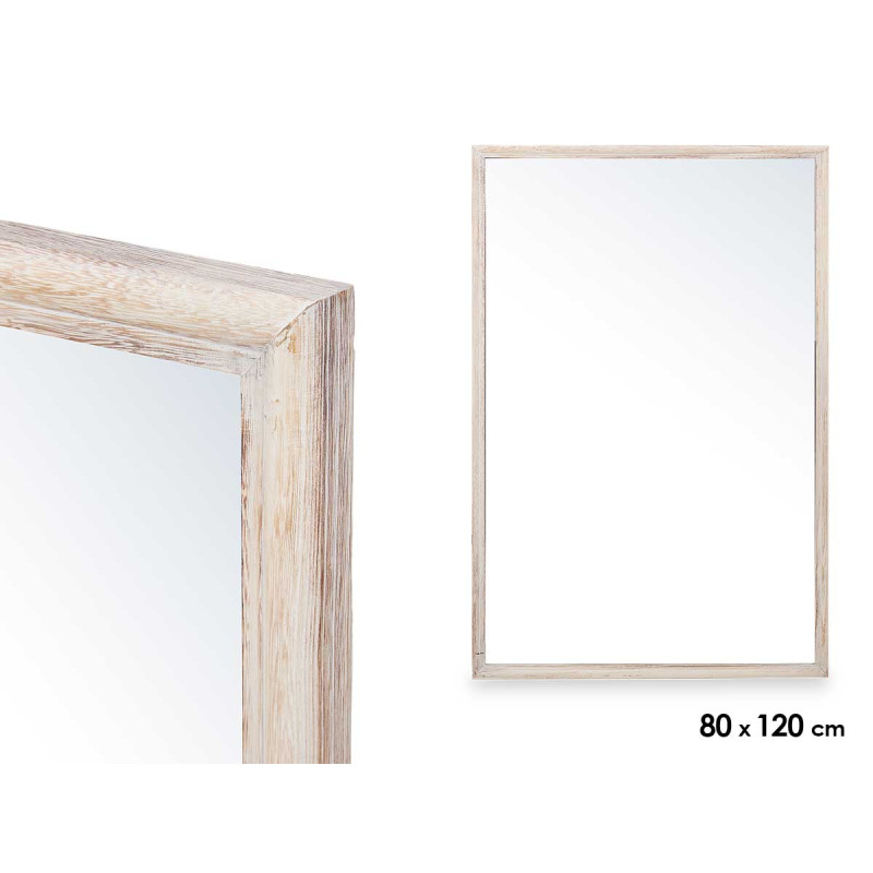 MIROIR MURAL CADRE EN BOIS 80 X 120 CM NATUREL
