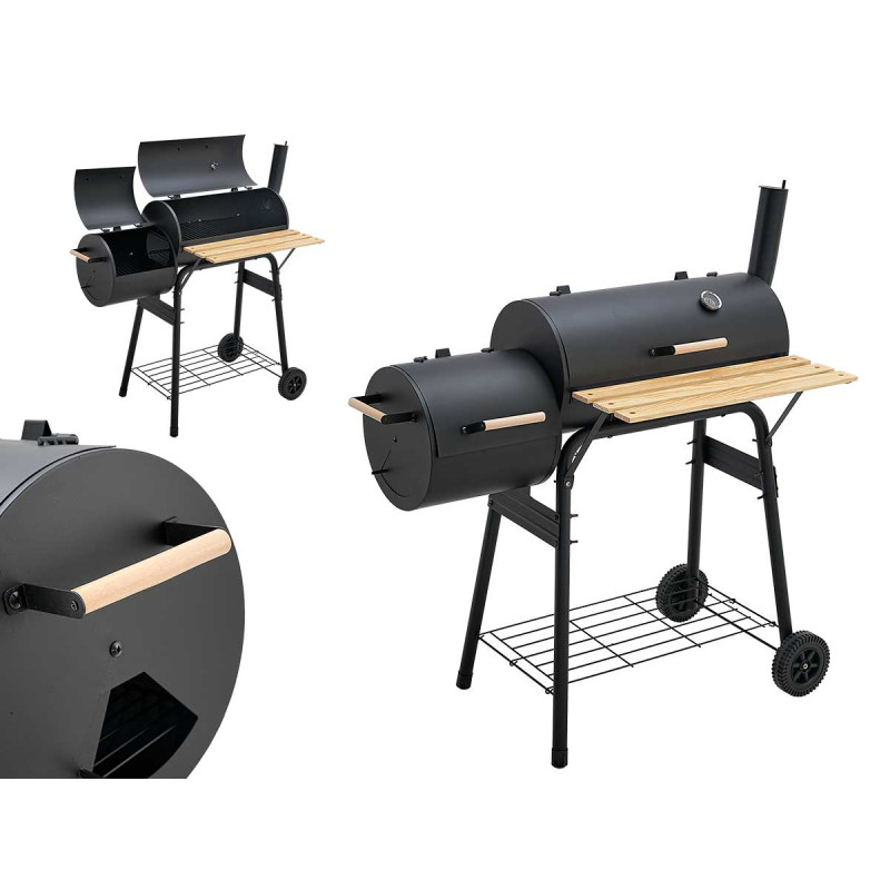 BARBECUE A CARBONE A BOTTE RIPIANO LEGNO