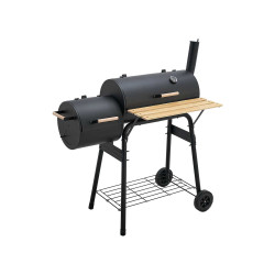 BARBECUE CARVÃO BARRIL PRATELEIRA MADEIRA