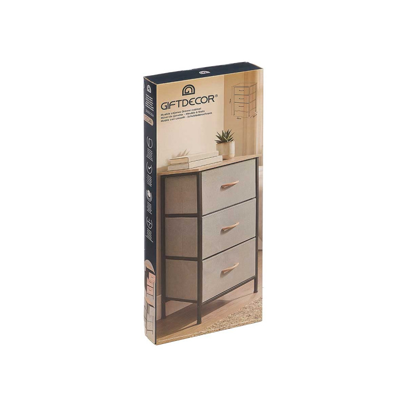 MEUBLE 3 TIROIRS GRIS
