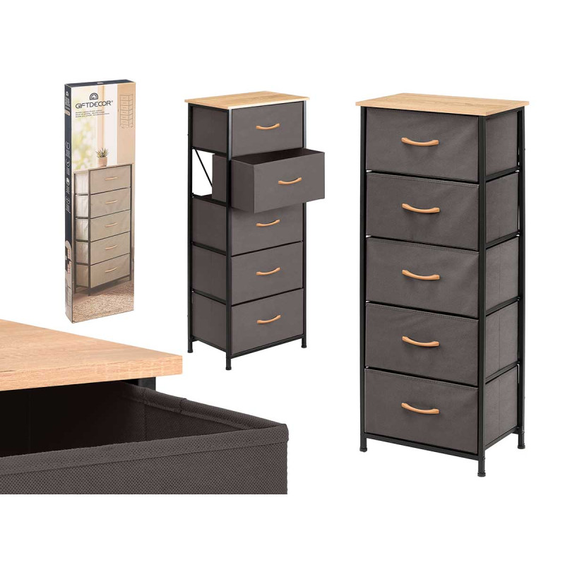 MEUBLE 5 TIROIRS GRIS