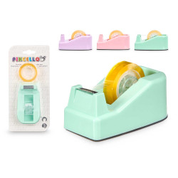 STICKY TAPE DISPENSER AND ROLL ASSORT 3 COLOURS