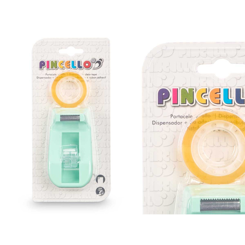 STICKY TAPE DISPENSER AND ROLL ASSORT 3 COLOURS